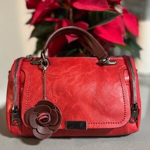 Vintage Shoulder Bag with Floral Pendant